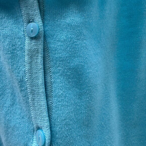 CJ Banks Women's Plus Size 1X Short Sleeve Cardigan with Rosette Design NWT Blue - Picture 10 of 12